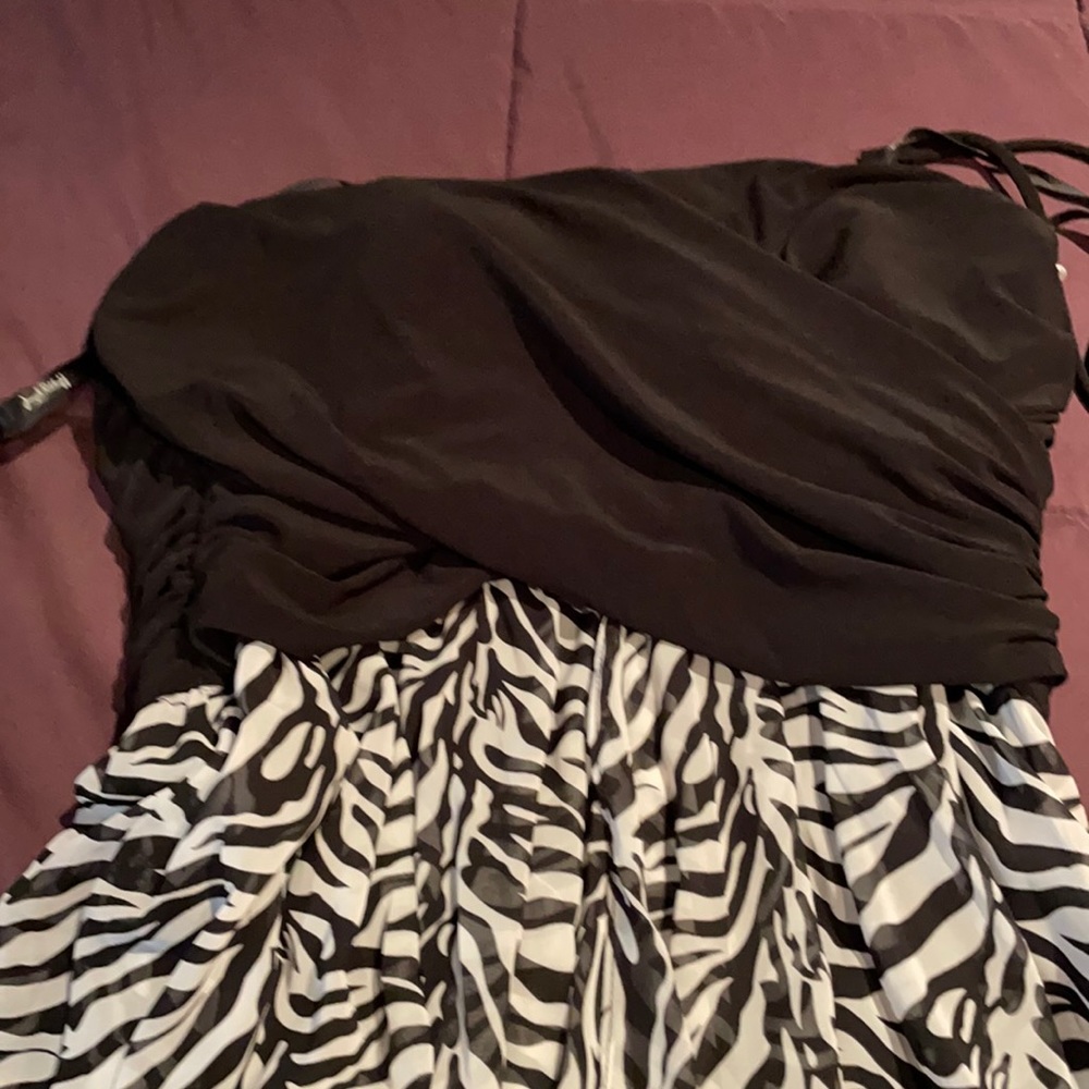 Strapless zebra print dress